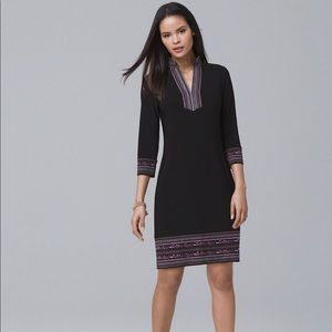 WHBM 3/4 Sleeve Embellished Knit Shift Dress Sz S